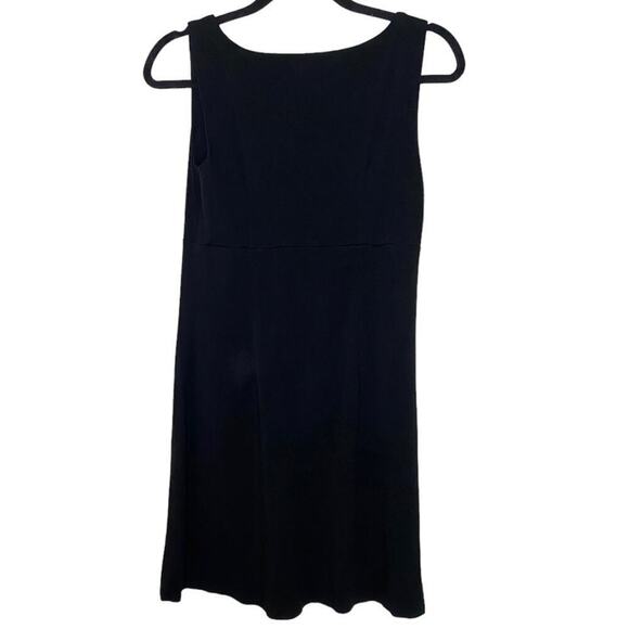 Loft Black Sleeveless Knee Length Cotton Stretchy V-neck Flowy Midi Dress Size 4 - Picture 3 of 3